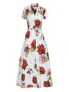 Oscar De La Renta Floral-print Belted Midi Dress In White
