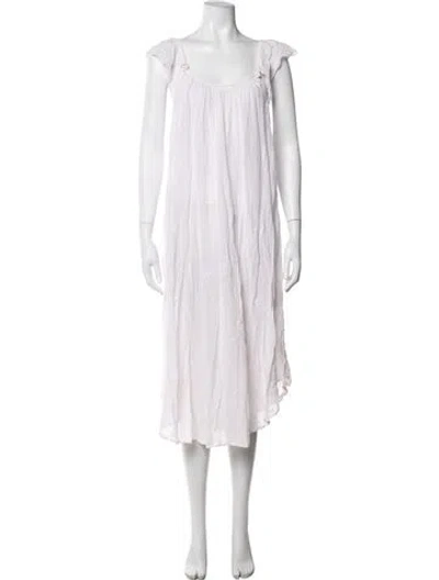 Pre-owned Oscar De La Renta Floral Print Embroidered Accent Nightgown In Pink