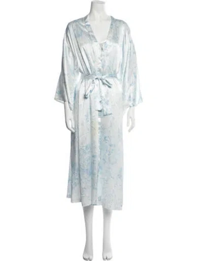 Pre-owned Oscar De La Renta Floral Print Lounge Set In Blue