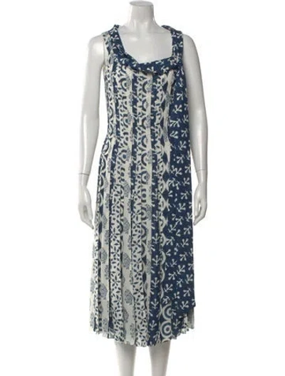 Pre-owned Oscar De La Renta Floral Print Midi Length Dress