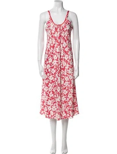 Pre-owned Oscar De La Renta Floral Print Midi Length Dress In Multi