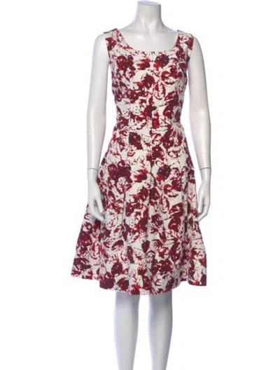 Pre-owned Oscar De La Renta Floral Print Midi Length Dress In Multi