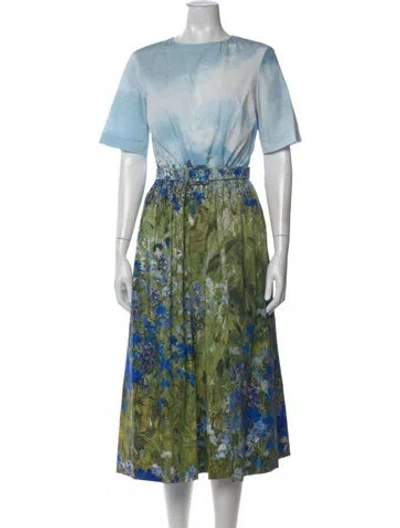 Pre-owned Oscar De La Renta Floral Print Midi Length Dress In Multi