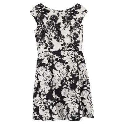 Oscar De La Renta Floral-print Mini Dress In Black And White Cotton In Multi