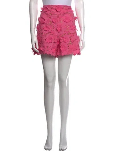Pre-owned Oscar De La Renta Floral Print Mini Shorts W/ Tags In Pink
