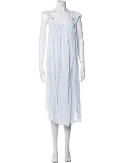 Pre-owned Oscar De La Renta Floral Print Nightgown In Blue/white