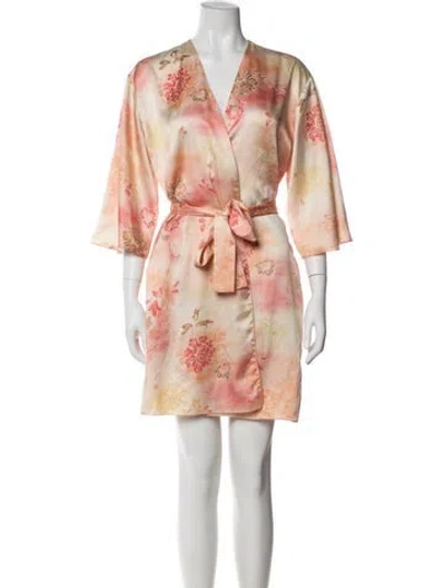 Pre-owned Oscar De La Renta Floral Print Robe In Multi