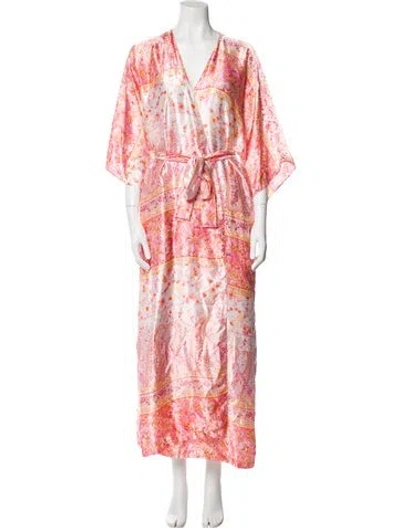 Pre-owned Oscar De La Renta Floral Print Robe In Neutral