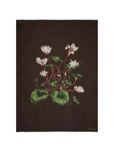Oscar De La Renta Chin Cyclamen Modal Cashmere Scarf In Black