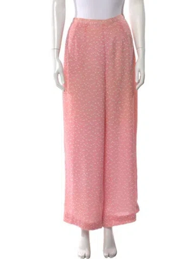 Pre-owned Oscar De La Renta Floral Print Wide Leg Pants In Pink
