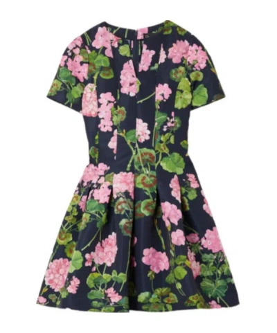 Oscar De La Renta Floral Printed Dress In Black
