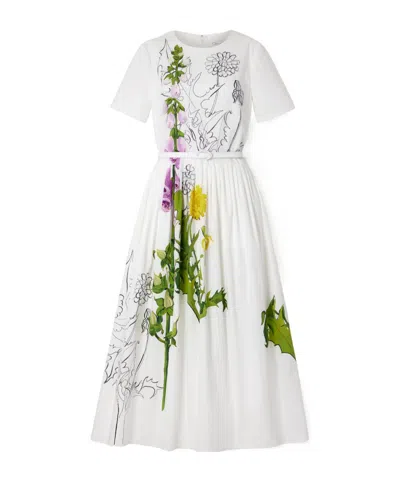 Oscar De La Renta Floral Printed Dress In White