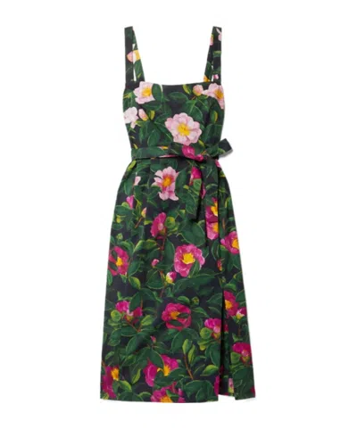 Oscar De La Renta Floral Printed Midi Dress In Green