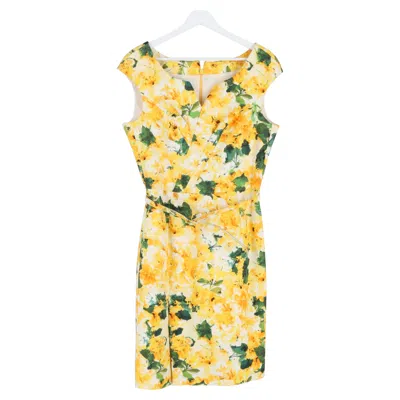 Oscar De La Renta Floral Printed Midi Dress In Yellow Cotton In Green