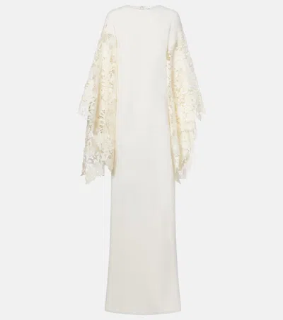 Oscar De La Renta Floral Silk-blend Kaftan In White