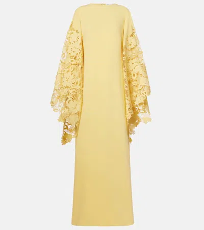 Oscar De La Renta Floral Silk-blend Kaftan In Yellow