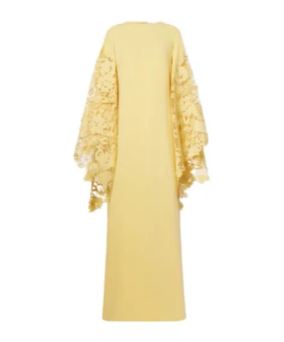 Oscar De La Renta Floral Silk-blend Kaftan In Yellow