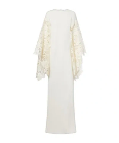 Oscar De La Renta Floral Silk-blend Kaftan In White