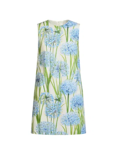 Oscar De La Renta Floral-print Cotton-blend Poplin Mini Dress In Multi