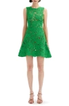 OSCAR DE LA RENTA FLORAL SOUTACHE LACE MINIDRESS