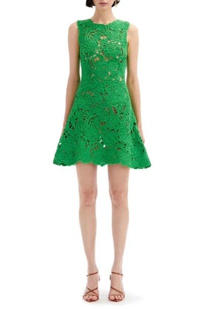 Oscar De La Renta Soutache Lace Sleeveless Dress In Cactus