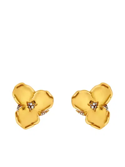 Oscar De La Renta Floral Stud Earrings In Gold