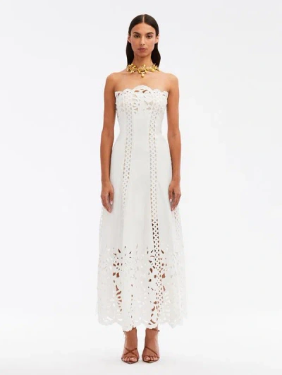 Oscar De La Renta Floral Trellis Guipure Dress In White