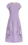 Oscar De La Renta Floral Tweed Midi Dress In Purple