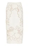Oscar De La Renta Floral Tweed Midi Skirt In Ivory