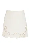 Oscar De La Renta Floral Tweed Mini Skirt In Ivory
