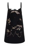 Oscar De La Renta Floral Tweed Trapeze Mini Dress In Black