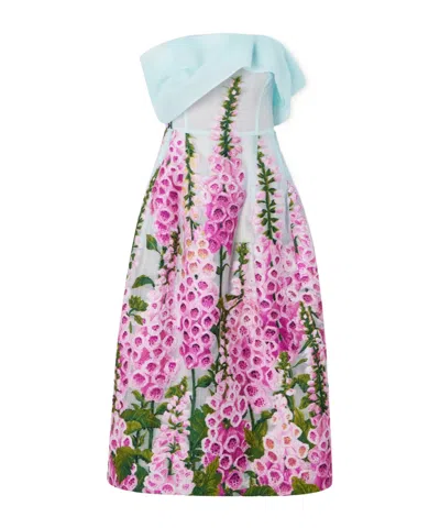Oscar De La Renta Off-the-shoulder Floral-appliquéd Organza Midi Dress In Blue