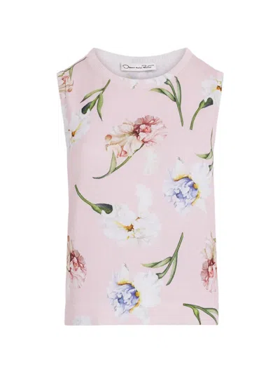 Oscar De La Renta Floral-print Knitted Tank Top In Pink