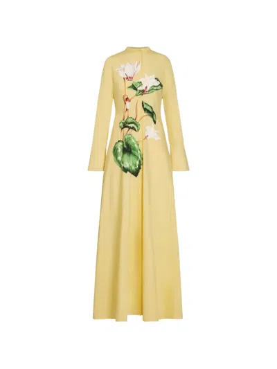 Oscar De La Renta Floral-print Maxi Dress In Yellow