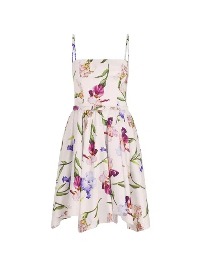 Oscar De La Renta Floral-print Poplin Mini Dress In Neutral