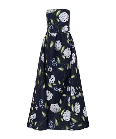 Oscar De La Renta Floral-print Twill Gown In Multi