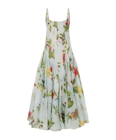 Oscar De La Renta Paneled Floral-printed Organza Silk Gown In Multi