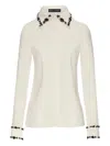 Oscar De La Renta Floret-embroidered Collar Shirt In White