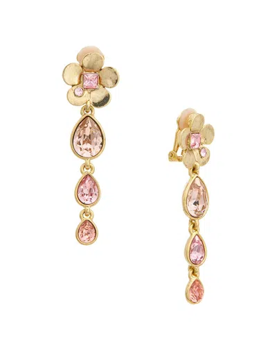 Oscar De La Renta Flower & 3 Teardrop Earrings In Gold