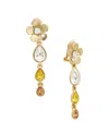 Oscar De La Renta Flower & 3 Teardrop Earrings In Gold