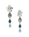 Oscar De La Renta Flower & 3 Teardrop Earrings In Metallic