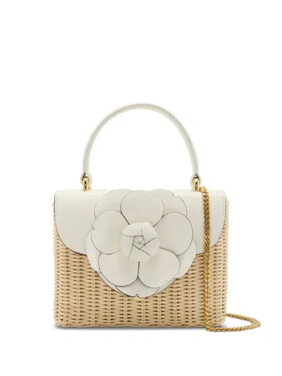 Oscar De La Renta Flower-appliqué Tote Bag In 白色