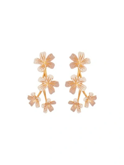 Oscar De La Renta Flower Branch Clip-on Earrings In Gold