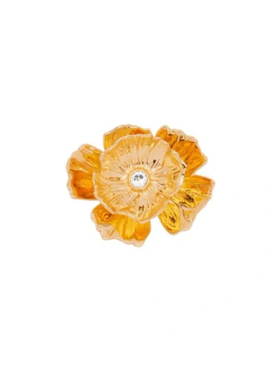 Oscar De La Renta Flower Brooch In Gold
