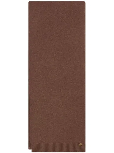 Oscar De La Renta Flower Cashmere Scarf In Brown