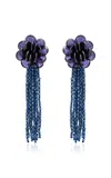 Oscar De La Renta Flower Chandelier Earrings In Blue