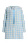 Oscar De La Renta Flower-detailed Gingham Coat In Multi