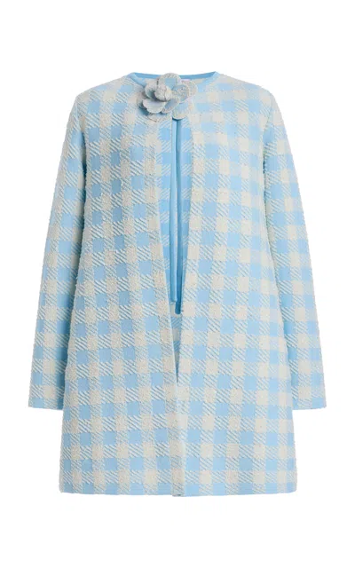 Oscar De La Renta Flower-detailed Gingham Coat In Multi
