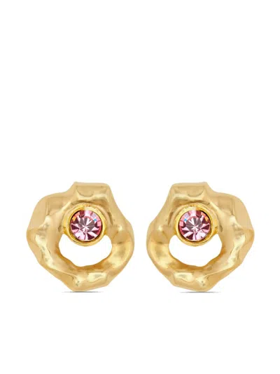 Oscar De La Renta Flower Dop Earrings In Gold