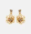 OSCAR DE LA RENTA FLOWER EMBELLISHED DROP EARRINGS